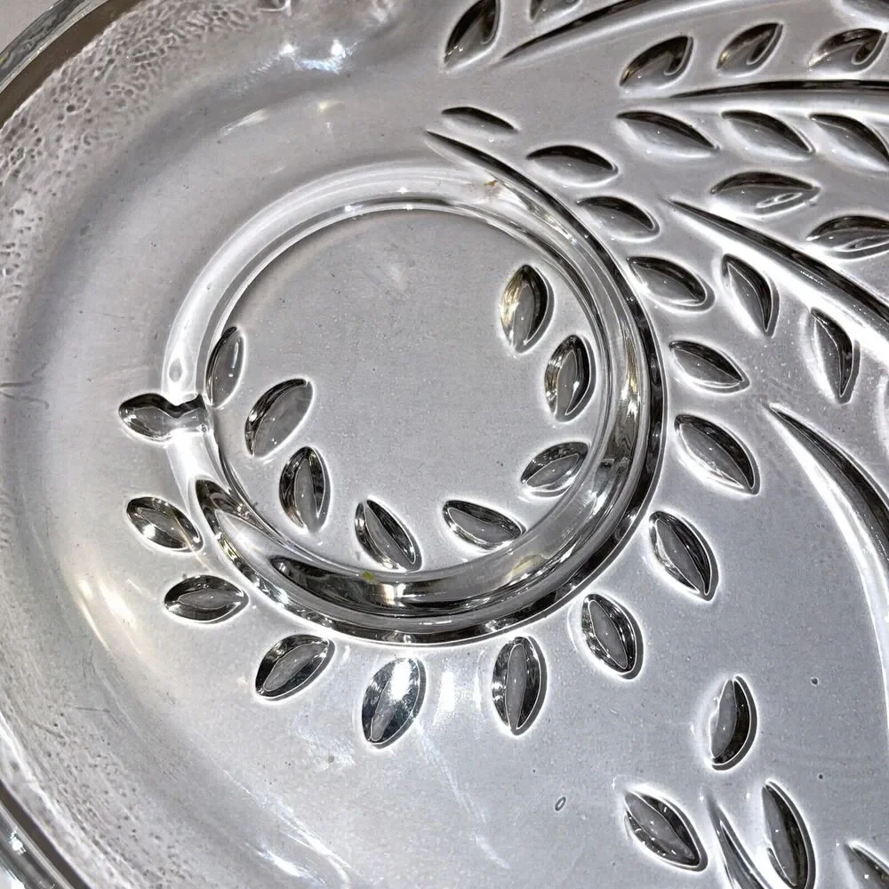 Lot Of 4 Vintage Federal Glass Homestead Wheat Hospitality Snack Plates 10” Oval